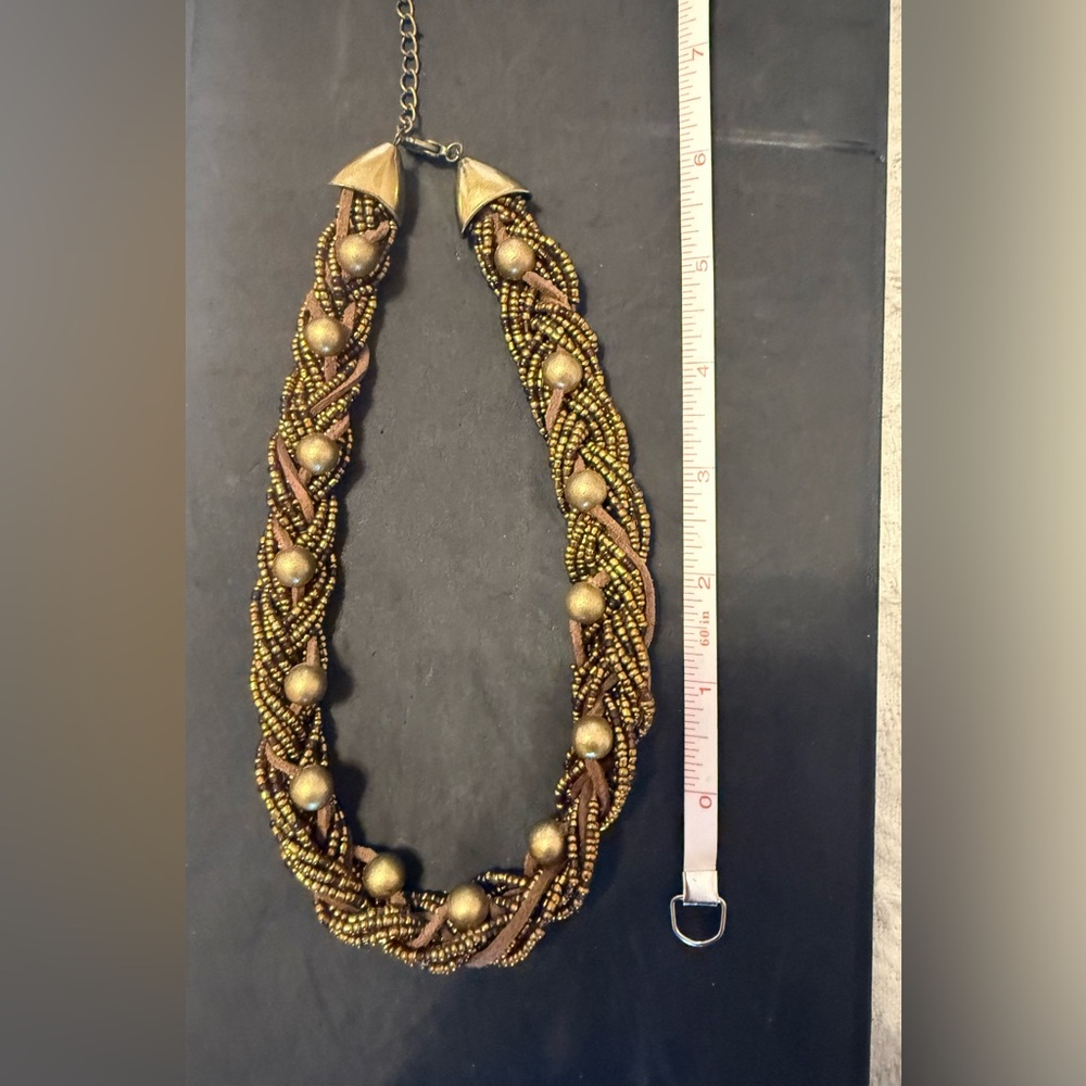 Braided Bronze Seed Bead Necklace
